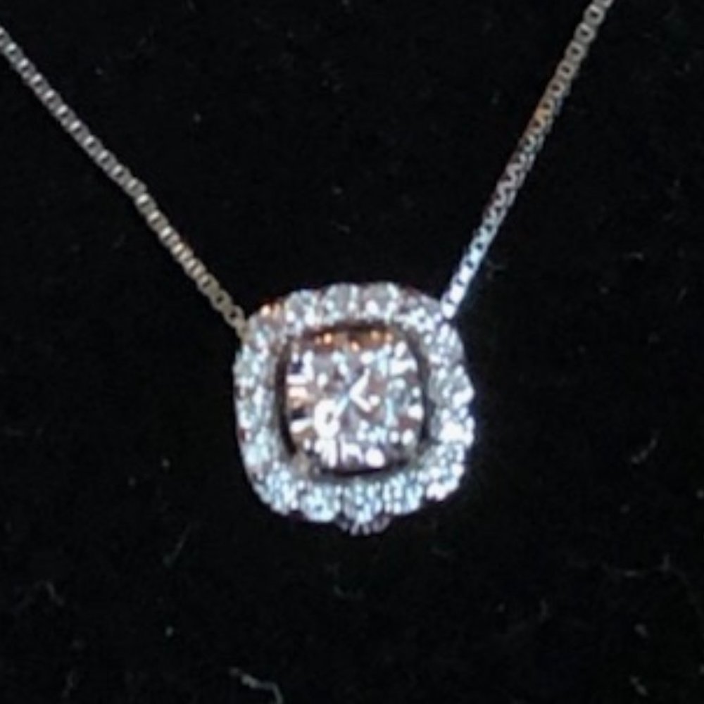 Diamond Necklace With Halo in 14K White Gold